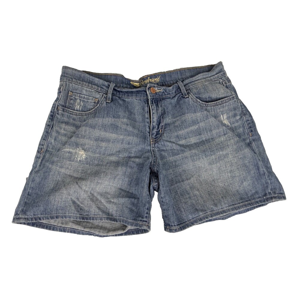 Old Navy Perfect Fit Denim Shorts Women 10 Mid Rise Stretch Distressed 5" Inseam